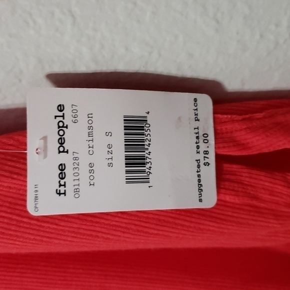 NWT FREE PEOPLE  LOLA LaceTrim V-neck Knit Top, Color Rose Crimson, Size… - Picture 10 of 16